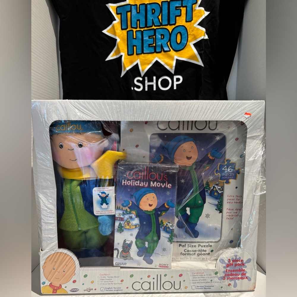 Calliou Gift Set - Rare Vintage 2003 - New See Desc. - Puzzle, DVD & Stuffed Toy